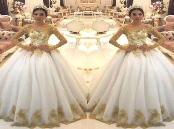 elegant sheer long sleeves lace a line wedding dresses arabic organza gold applique beaded court train wedding bridal gowns bc17045825791, White
elegant sheer long sleeves lace a line wedding dresses arabic organza gold applique beaded court train wedding bridal gowns bc17045825791, White