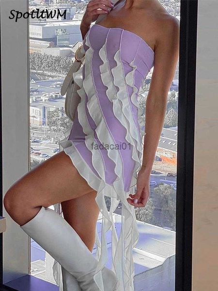 strapless contrast stitching ruffles tassels dresses women's waist wrapping slim dress summer high waist street short dress l230621, Black;gray
strapless contrast stitching ruffles tassels dresses women's waist wrapping slim dress summer high waist street short dress l230621, Black;gray