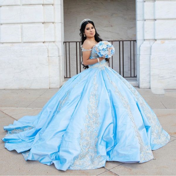 sky blue charro quinceanera dresses ball gown off the shoulder tulle appliques lace beading mexican sweet 16 dresses 15 anos, Blue;red
sky blue charro quinceanera dresses ball gown off the shoulder tulle appliques lace beading mexican sweet 16 dresses 15 anos, Blue;red