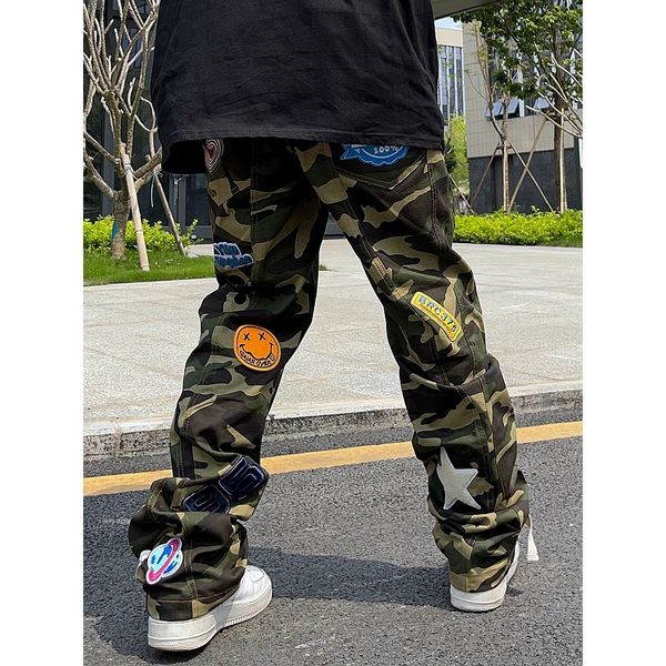 designer mens jeans high street camouflage overalls street hip hop men and women embroidered love smiley face loose straight leg casual pant, Blue
designer mens jeans high street camouflage overalls street hip hop men and women embroidered love smiley face loose straight leg casual pant, Blue
