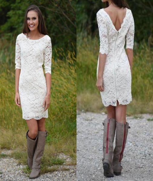 spring 2020 short wedding dresses lace scoop neckline fitted half length sleeves country style bridal mini party gowns custom made4188313, White
spring 2020 short wedding dresses lace scoop neckline fitted half length sleeves country style bridal mini party gowns custom made4188313, White