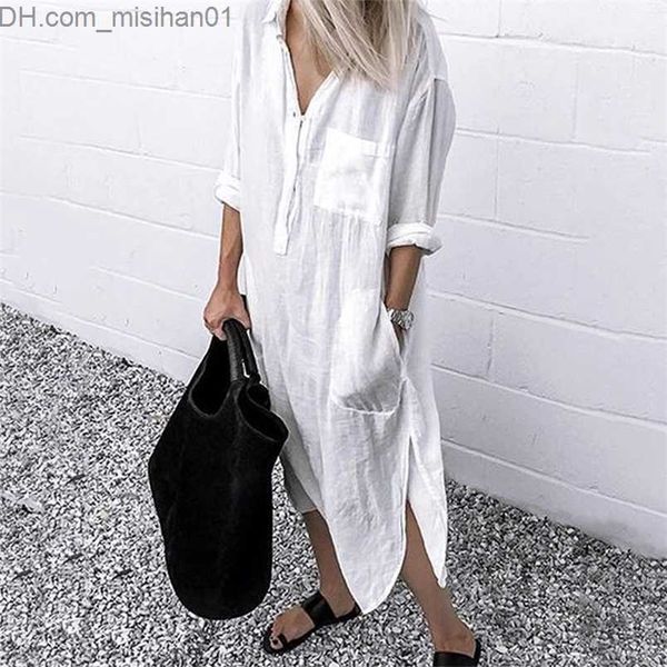 women's blouses shirts casual shirt dress women solid long sleeve loose dresses turn down collar button side split sundress female tuni, White
women's blouses shirts casual shirt dress women solid long sleeve loose dresses turn down collar button side split sundress female tuni, White