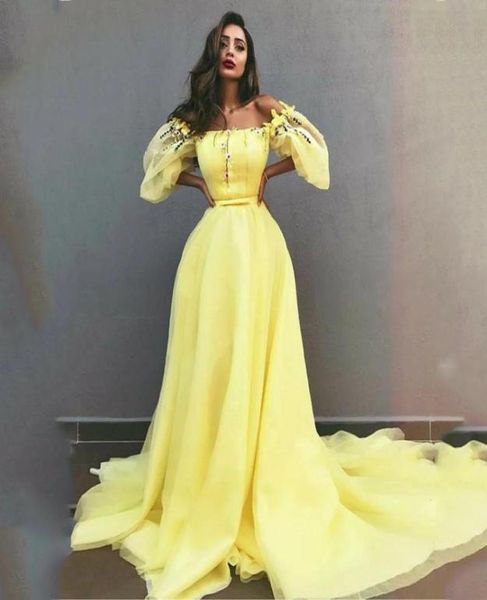 elegant yellow off the shoulder prom dresses long 34 long sleeves appliques beads evening dress robe de soiree long train party f8391828, Black
elegant yellow off the shoulder prom dresses long 34 long sleeves appliques beads evening dress robe de soiree long train party f8391828, Black
