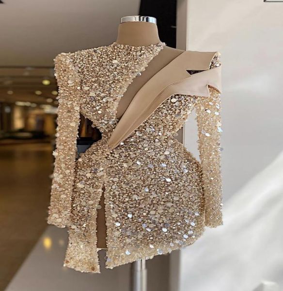 champagne evening dresses luxury sequins beads high neck long sleeves prom dress formal party gowns custom made knee length robe d6377216, Black
champagne evening dresses luxury sequins beads high neck long sleeves prom dress formal party gowns custom made knee length robe d6377216, Black