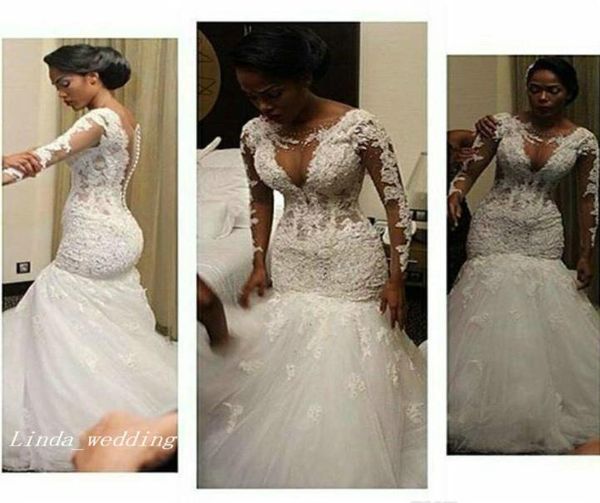 2019 illusion jewel neck long sleeves wedding dress vintage mermaid button back garden bridal gown plus size custom made7969081, White
2019 illusion jewel neck long sleeves wedding dress vintage mermaid button back garden bridal gown plus size custom made7969081, White