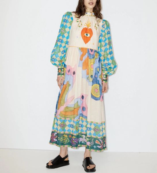 australian designer dress lantern sleeve vivid patternl printed linen dress, Black;gray
australian designer dress lantern sleeve vivid patternl printed linen dress, Black;gray
