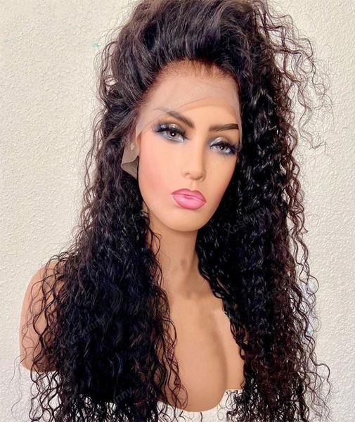 180density 26inch natural black long kinky curly soft middle part lace front wig for women with baby hair natural hairline comfor6591064, Black;brown 
180density 26inch natural black long kinky curly soft middle part lace front wig for women with baby hair natural hairline comfor6591064, Black;brown