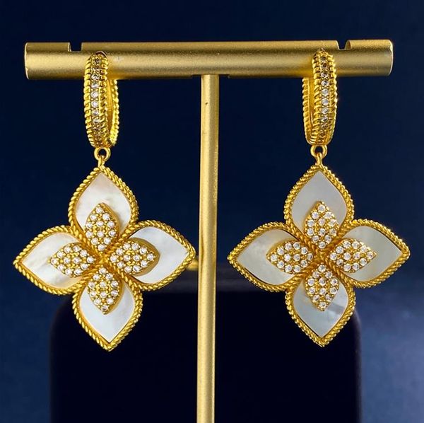 new designed sparkling diamonds shaped flower pendant women's earrings three-dimensional long earrings designer jewelry p03, Silver
new designed sparkling diamonds shaped flower pendant women's earrings three-dimensional long earrings designer jewelry p03, Silver