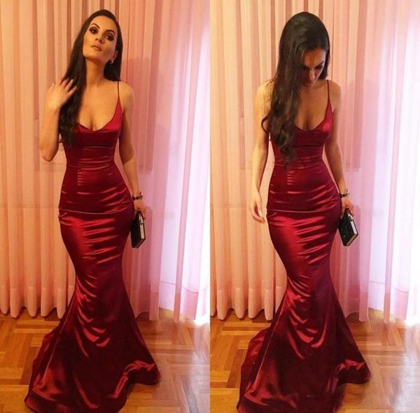 2019 spaghetti straps burgundy mermaid evening dresses custom long satin backless prom gowns simple party dress1898408, Black;red
2019 spaghetti straps burgundy mermaid evening dresses custom long satin backless prom gowns simple party dress1898408, Black;red