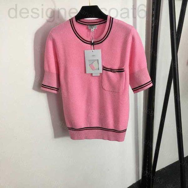women's knits & tees designer 23ss womens clothing womens single pocket striped color match crew neck short sleeve knit clothes i3o9, White
women's knits & tees designer 23ss womens clothing womens single pocket striped color match crew neck short sleeve knit clothes i3o9, White