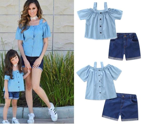 mother and daughter clothes mommy and me matching family outfits women girls denim blouse condole belt t shirt shorts 2pcs sets f6272938, Blue
mother and daughter clothes mommy and me matching family outfits women girls denim blouse condole belt t shirt shorts 2pcs sets f6272938, Blue