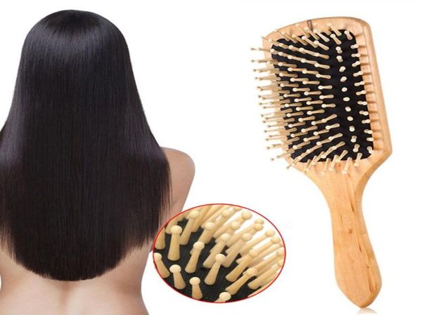 hair brushes massage comb paddle brush antistatic natural wooden hairbrush scalp health care styling tools2274160, Silver