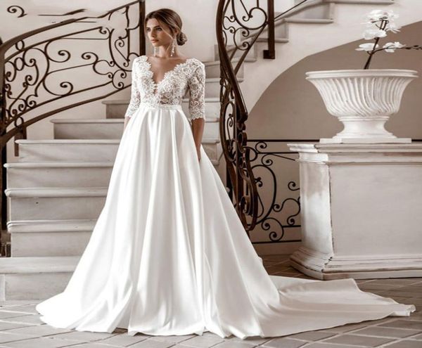 vneck original lace applique aline wedding gowns bodice empire waistline matte satin half sleeves bridal dresses4255561, White
vneck original lace applique aline wedding gowns bodice empire waistline matte satin half sleeves bridal dresses4255561, White