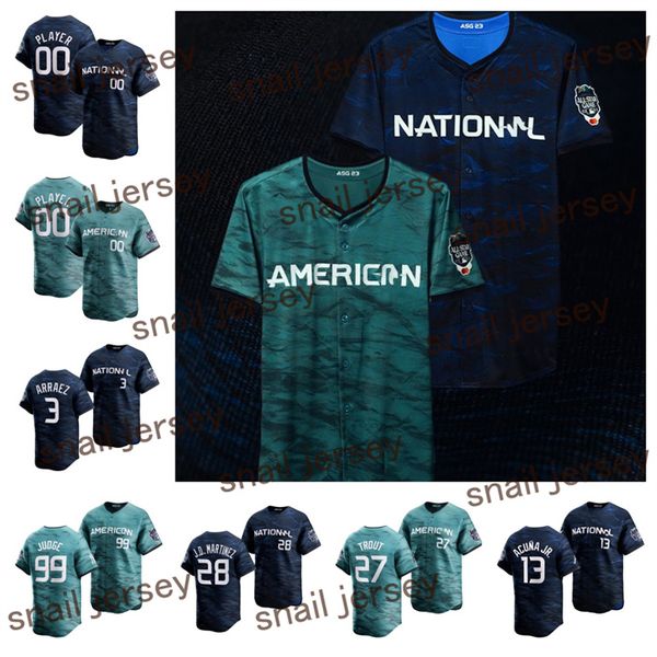 2023 custom national league all-star game player baseball jersey #7 corbin carroll #11 orlando arcia #12 sean murphy #13 ronald acuna jr. #1, Black
2023 custom national league all-star game player baseball jersey #7 corbin carroll #11 orlando arcia #12 sean murphy #13 ronald acuna jr. #1, Black