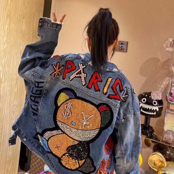 women's jackets early spring new 2020 new drill heavy industry bear cowboy coat women's loose fashion european goods 201112, Black;brown
women's jackets early spring new 2020 new drill heavy industry bear cowboy coat women's loose fashion european goods 201112, Black;brown