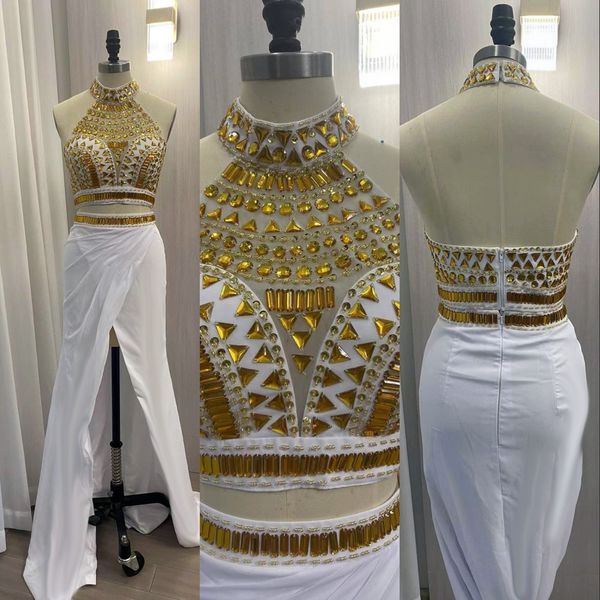 2023 prom dresses two pieces gold crystal beads chiffon side split formal party dress zipper back plus size evening gowns real image floor l, Black
2023 prom dresses two pieces gold crystal beads chiffon side split formal party dress zipper back plus size evening gowns real image floor l, Black