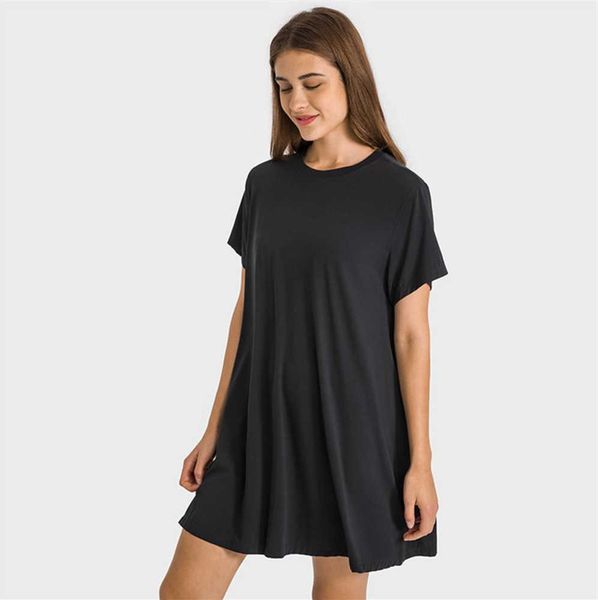 l-159 french round neck yoga clothes outdoor casual dresses skin friendly nake feeling t-shirt dress soft loose pleated skirts dresses, Black;gray
l-159 french round neck yoga clothes outdoor casual dresses skin friendly nake feeling t-shirt dress soft loose pleated skirts dresses, Black;gray