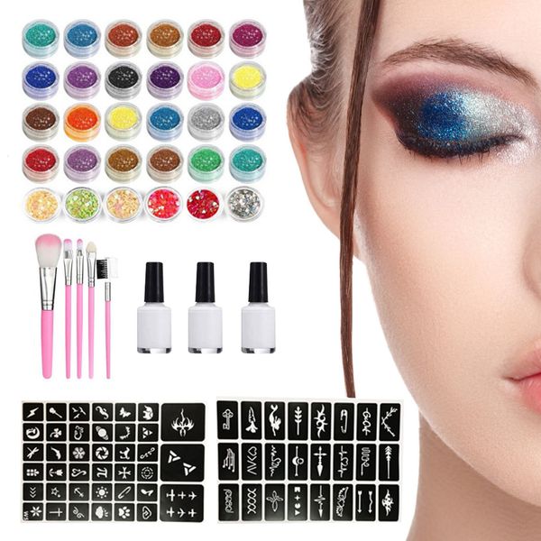 eye shadow glitter tattoo kit kids temporary tattoos 30 colors 2 pieces of stencils 3 glue 5 230703
eye shadow glitter tattoo kit kids temporary tattoos 30 colors 2 pieces of stencils 3 glue 5 230703