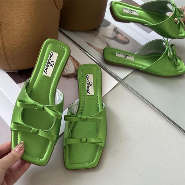 slippers summer candy leather beach shoes women bow flat women's simple slides open toe for, Black
slippers summer candy leather beach shoes women bow flat women's simple slides open toe for, Black
