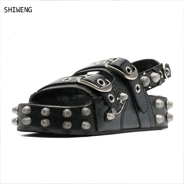 dress shoes modern men's fashion show catwalk metal rivet sandals versatile retro thick sole punk stud platform summer wimen 44 230703, Black
dress shoes modern men's fashion show catwalk metal rivet sandals versatile retro thick sole punk stud platform summer wimen 44 230703, Black