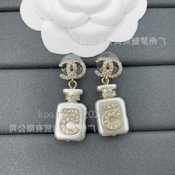 women earrings jewelry c new small fragrance double perfume high perfume with diamond resin, Golden