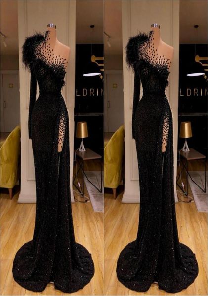 2020 new black sequined evening dresses beaded feather mermaid prom dress high split formal party second reception gowns8191527, Black;red
2020 new black sequined evening dresses beaded feather mermaid prom dress high split formal party second reception gowns8191527, Black;red