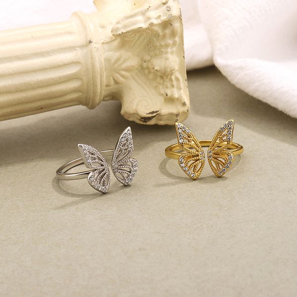 classic hollow out butterfly rings women opening adjustable fashion zircon ring personality ring wedding gift, Golden;silver
classic hollow out butterfly rings women opening adjustable fashion zircon ring personality ring wedding gift, Golden;silver