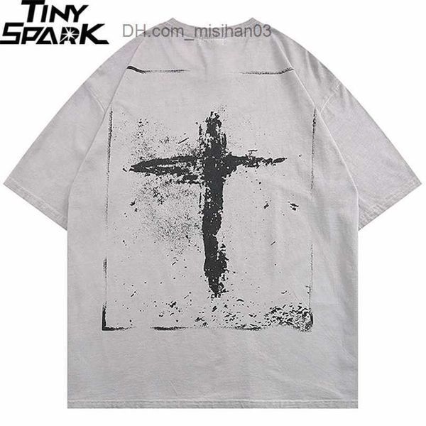 men's t-shirts men washed t shirt hip hop streetwear cross printed t-shirt harajuku cotton loose tshirt summer short sleeve tees z2307, White;black
men's t-shirts men washed t shirt hip hop streetwear cross printed t-shirt harajuku cotton loose tshirt summer short sleeve tees z2307, White;black