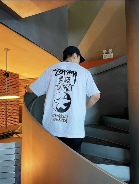 men's and women's fashion t-shirt high street brand stussys new west short sleeve surfing limited letter print loose short sleeve, White
men's and women's fashion t-shirt high street brand stussys new west short sleeve surfing limited letter print loose short sleeve, White