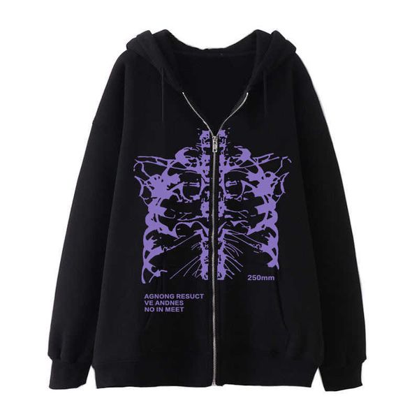 men's hoodie dark zipper sweater skeleton print hoodie street fashion men's sweater jacket, Black
men's hoodie dark zipper sweater skeleton print hoodie street fashion men's sweater jacket, Black