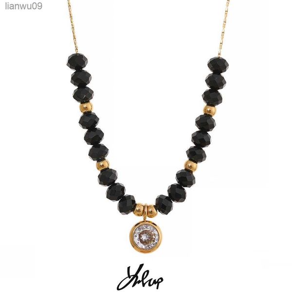 yhpup black crystal cubic zirconia pendant necklace stainless steel chain handmade beads stylish trendy charm jewelry for women l230704, Silver
yhpup black crystal cubic zirconia pendant necklace stainless steel chain handmade beads stylish trendy charm jewelry for women l230704, Silver