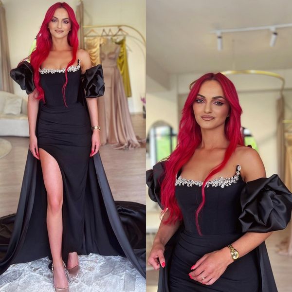 fashion black prom dresses strapless beads collar evening gowns puffy sleeves pleats slit formal long special occasion party dress
fashion black prom dresses strapless beads collar evening gowns puffy sleeves pleats slit formal long special occasion party dress