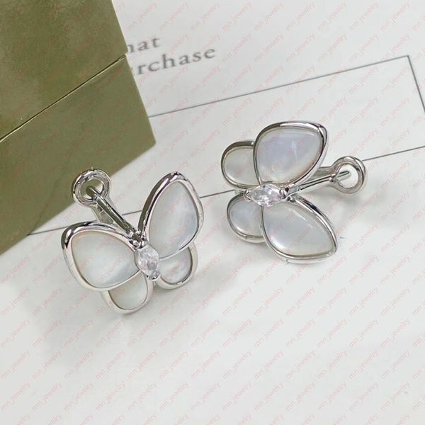 white agate butterfly earcups. pretty stud earrings for women. fashion brand designer jewelry., Golden;silver
white agate butterfly earcups. pretty stud earrings for women. fashion brand designer jewelry., Golden;silver