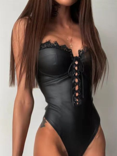 tpjb new sling jumpsuit v-neck low cut black pu bodysuits women sleevelss tight romper bodysuits leather jumpsuits, Black;white
tpjb new sling jumpsuit v-neck low cut black pu bodysuits women sleevelss tight romper bodysuits leather jumpsuits, Black;white