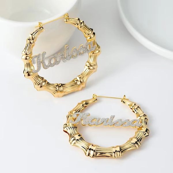dangle chandelier 2023 personalise bling bamboo hoop name earring stainless steel earrings style custom hiphop jewelry for her 230704, Silver
dangle chandelier 2023 personalise bling bamboo hoop name earring stainless steel earrings style custom hiphop jewelry for her 230704, Silver
