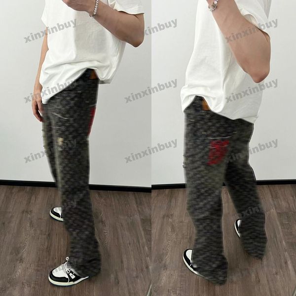 xinxinbuy men women designer pant paris destroyed jacquard letter embroidery washed jeans denim casual pants black m-2xl, Black;brown
xinxinbuy men women designer pant paris destroyed jacquard letter embroidery washed jeans denim casual pants black m-2xl, Black;brown