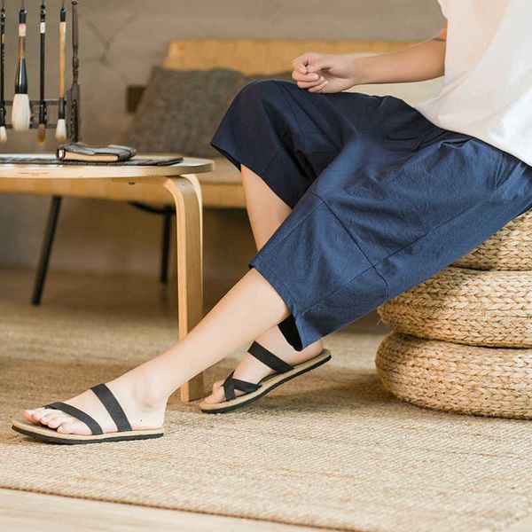23 men's cotton and linen cropped pants summer new casual solid color splicing chinoiserie beachwear, White;black
23 men's cotton and linen cropped pants summer new casual solid color splicing chinoiserie beachwear, White;black