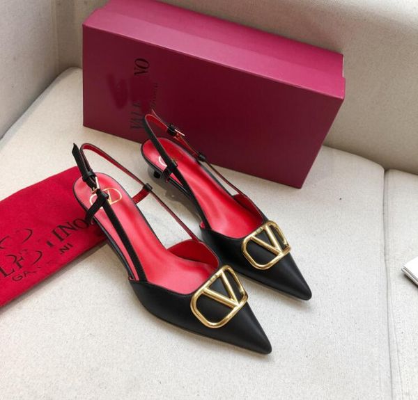 designer classic v buckle baotou sandals women's new leather fine heel medium heel pointed buckle high heels 35-43, Black
designer classic v buckle baotou sandals women's new leather fine heel medium heel pointed buckle high heels 35-43, Black