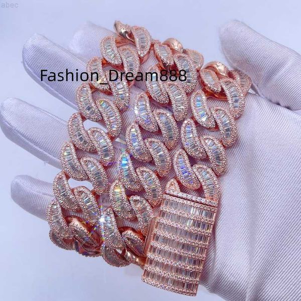 20mm rose gold baguette cut vvs moissanite diamond hip hop iced out men cuban chain necklace, Silver
20mm rose gold baguette cut vvs moissanite diamond hip hop iced out men cuban chain necklace, Silver