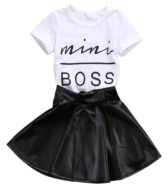 2018 new fashion toddler kids girl clothes set summer short sleeve mini boss tshirt leather skirt 2pcs outfit child suit3839536, White
2018 new fashion toddler kids girl clothes set summer short sleeve mini boss tshirt leather skirt 2pcs outfit child suit3839536, White