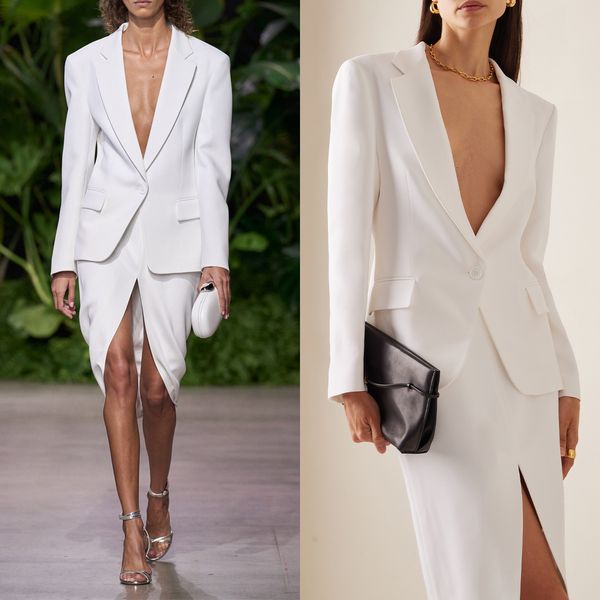 white woman skirt suits sets slim fit custom made red carpet show single breasted party wear two pieces blazer dress, Black;red
white woman skirt suits sets slim fit custom made red carpet show single breasted party wear two pieces blazer dress, Black;red