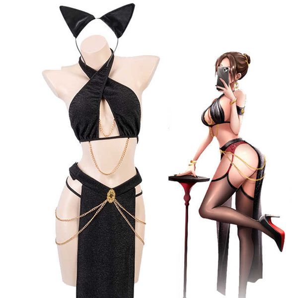 set anime egypt queen cosplay costume women black shiny halter hollow with dress cat cosplay costumeshkd230703, Black;white
set anime egypt queen cosplay costume women black shiny halter hollow with dress cat cosplay costumeshkd230703, Black;white