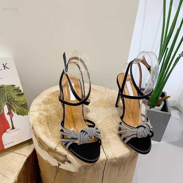 2023 summer new fairy style one line buckle side high heels open toe rhinestone slim heel sandals, Black
2023 summer new fairy style one line buckle side high heels open toe rhinestone slim heel sandals, Black