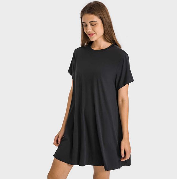 luluss french round neck yoga clothes outdoor casual dresses skin friendly nake feeling t-shirt dress soft loose pleated skirts new style, Black;gray
luluss french round neck yoga clothes outdoor casual dresses skin friendly nake feeling t-shirt dress soft loose pleated skirts new style, Black;gray