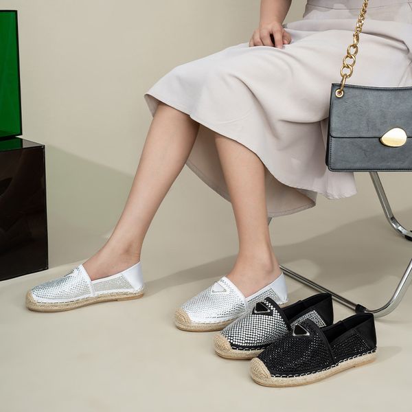 2023 p branded triangle women casual shoes flat espadrilles rhinestone drilling crystal embellished loafer fisherman shoe summer straw sole, Black
2023 p branded triangle women casual shoes flat espadrilles rhinestone drilling crystal embellished loafer fisherman shoe summer straw sole, Black