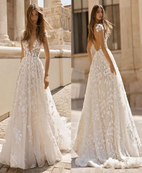 2019 berta lace backless wedding dresses a line deep v neck beach bridals gowns appliqued sweep train bohemian vestidos de noiva2521088, White
2019 berta lace backless wedding dresses a line deep v neck beach bridals gowns appliqued sweep train bohemian vestidos de noiva2521088, White