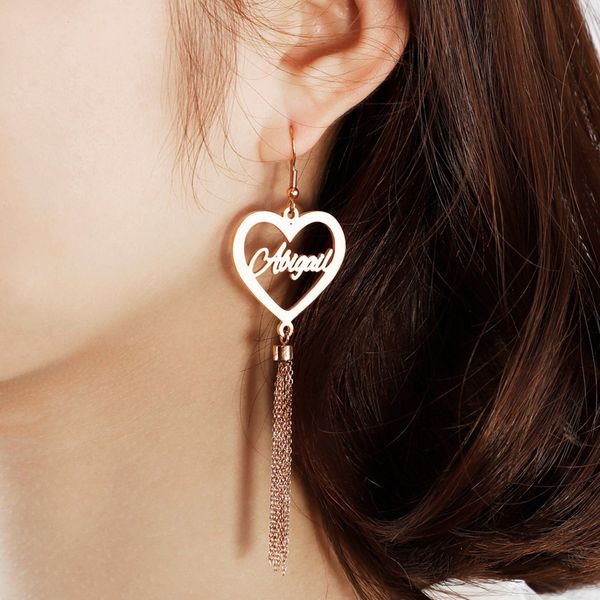 dangle chandelier heart shaped name earrings tassel customized ring personalized ladies' gifts 230704, Silver
dangle chandelier heart shaped name earrings tassel customized ring personalized ladies' gifts 230704, Silver