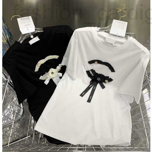 women's t-shirt designer 23ss womens womens clothing tee round neck pure cotton heavy industry pearl camellia printed ribbon short slee, White
women's t-shirt designer 23ss womens womens clothing tee round neck pure cotton heavy industry pearl camellia printed ribbon short slee, White