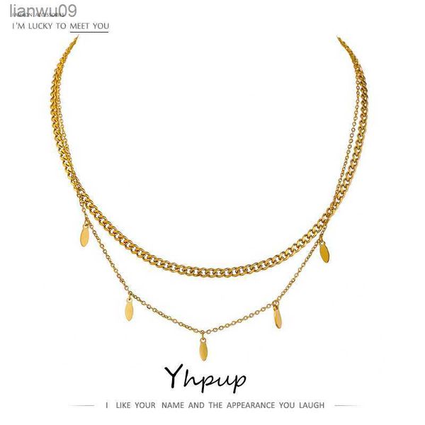 yhpup delicate chain double layered jewelry necklace stainless steel collar golden trendy fashion gift l230704, Silver
yhpup delicate chain double layered jewelry necklace stainless steel collar golden trendy fashion gift l230704, Silver