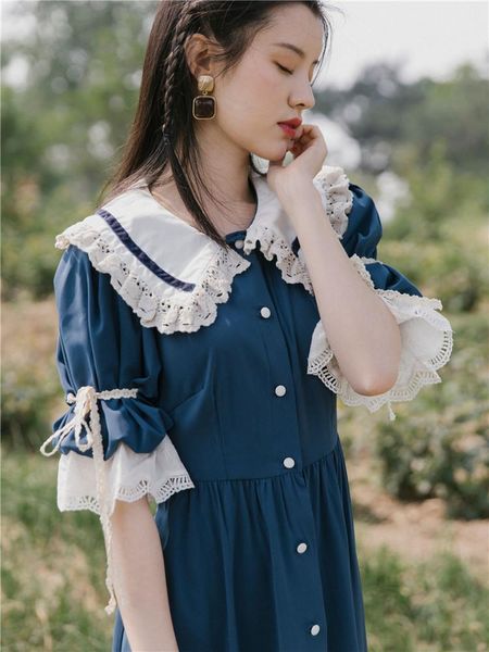dresses vintage women blue dress sweet peter pan collar lace flare sleeve long maxi dresses for slim lady mori girl vestidos faldas, Black;gray
dresses vintage women blue dress sweet peter pan collar lace flare sleeve long maxi dresses for slim lady mori girl vestidos faldas, Black;gray